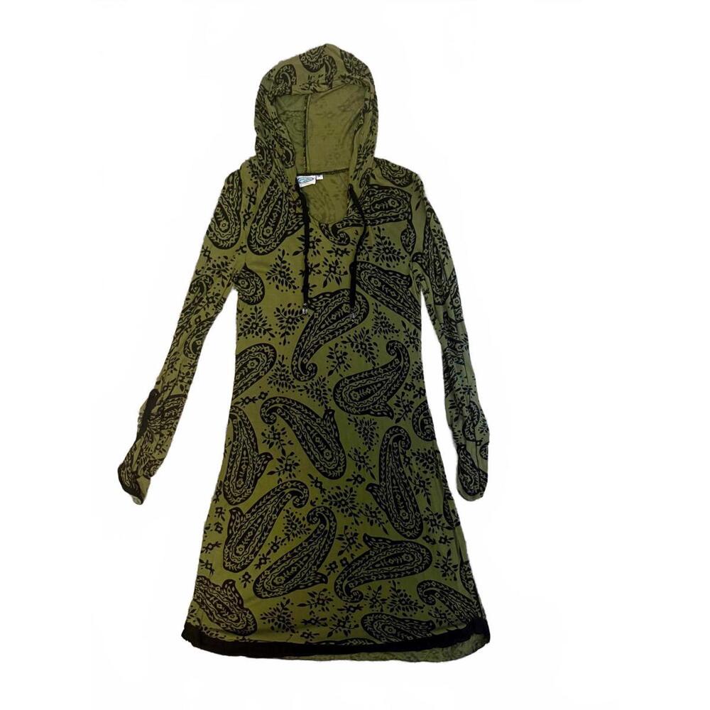 Macho-Macho Olive Green Paisley Hooded Dress
